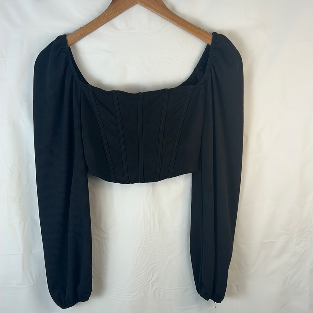 SHEIN Black Fitted Crop Blouse size extra small elegant evening wear